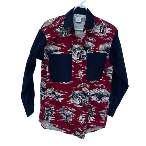 Tops - Sportables Button Up‎ Shirt Winter Snow Scene Vintage Women's Small